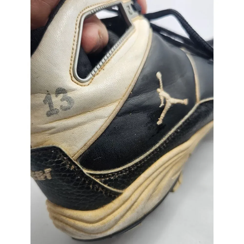 Vintage Air Jordan Jeter Molded Cleats Shoes Black & White 2005 Size 12‎